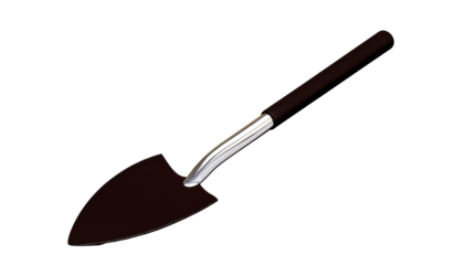 Dark trowel with polished metal shaft and textured handle