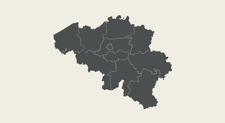 Fototapeta premium Minimalist map of belgium with outlined regions