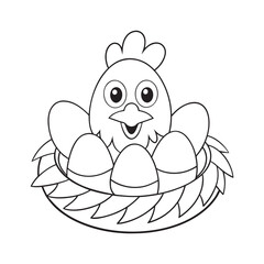 Hen In Nest Farmyard Silhouette Design