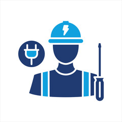 Electrician Flat Blue Icon