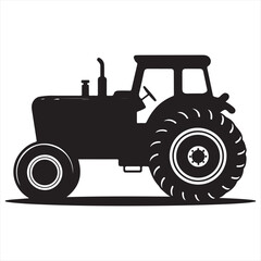 Black Tractor Silhouette Vector Illustration Heavy Machinery Farming Vehicle Rural Transportation Agricultural Equipment Farm Life Cultivation Harvest Crop Production Countryside Scene