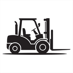 Forklift Truck Silhouette for Warehouse and Industrial Applications Logistics and Heavy Lifting Equipment Minimalist Design in Black and White