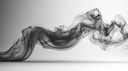 Flowing black smoke art abstract studio digital monochrome close-up ethereal beauty