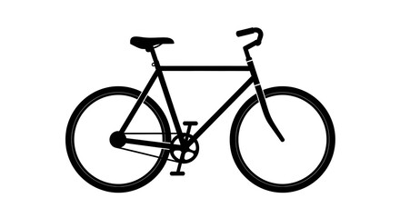 Classic black bicycle silhouette with drop handlebars isolated on white background