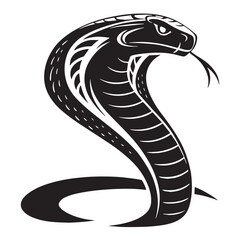 black cobra Silhouette Vector, High Quality Illustration on White Background