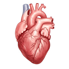 Detailed Anatomical Heart Illustration with Veins and Arteries on transparent background