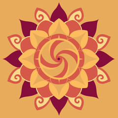 Vibrant geometric mandala design with warm tones