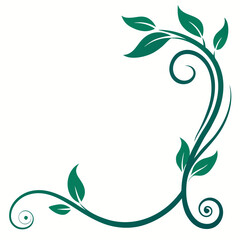 Elegant green floral swirl border design