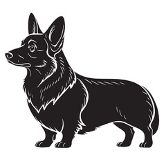 black corgi Silhouette Vector, High Quality Illustration on White Background