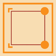 Geometric design with orange and red lines and circles on a cream background