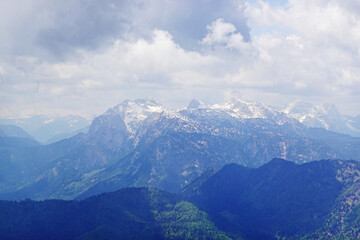 Naklejka premium The view of Hoher Goell mountain opening from the Untersberg, the Berchtesgadener Alps