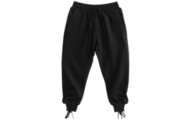Black sweatpants jogger sports  on transparent background, png