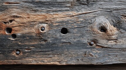Obraz premium Aged Wooden Barn Door Surface with Unique Textures and Holes