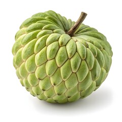 Fototapeta premium Annona Squamosa Custard Apple Charming Knobby-Skinned Tropical Jewel with Irresistibly Sweet Creamy Segments on Crisp White Background for Exotic and Premium Stock Photography