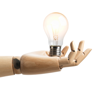 Firefly_3d Money Bag with dollar sign - Firefly_Ai robot hand holding lightbulb on isolated transparent background (4) - Powered by Adobe