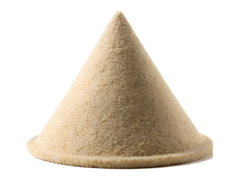 Cone shaped pile of sand on a transparent background isolated on transparent background