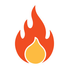 Red hot fire / flame heat or spicy food symbol flat vector icon for apps and websites
