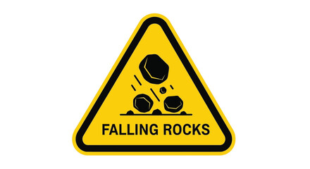 Obraz premium Falling Rocks Hazard Sign Alerting to Potential Dangers in Hazardous Areas. Road safety warning for falling debris