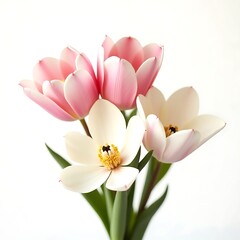Obraz premium Delicate Pink and White Tulips Bouquet