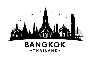 Obraz premium bangkok city black silhouettes or vector illustration 