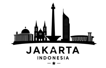 Fototapeta premium jakarta city black silhouettes or vector illustration 