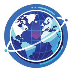 Minimalist Globe Vector Icon: World with Flight Path

