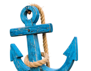 Firefly_3D illustration of a verified email envelope icon - Firefly_Blue wooden anchor with rope detail