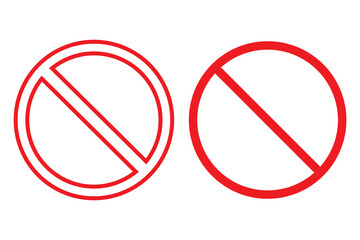 Sign forbidden. Icon symbol ban. Red circle sign stop entry ang slash line isolated on white background. Mark prohibited. 