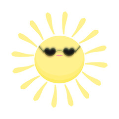 Happy Smiley Lady Sun Wears Sunglasses Illustration 