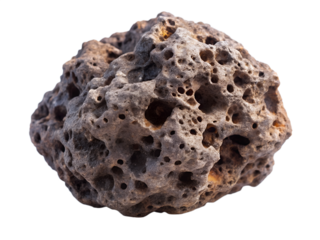 Porous volcanic rock isolated on transparent background