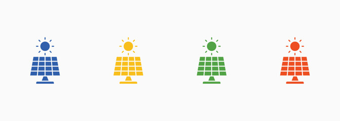 Solar Power Icon Set Color Multiple Style Collection