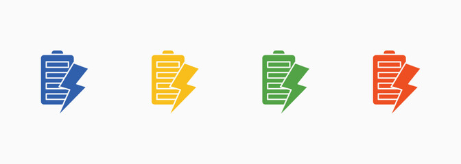 Battery Icon Set Color Multiple Style Collection