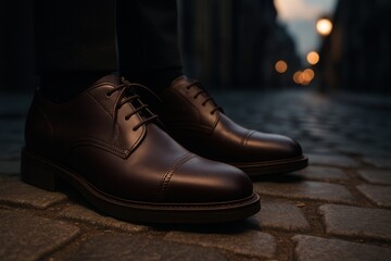 Dark Brown Leather Oxford Shoe. Formal Men’s Evening Footwear