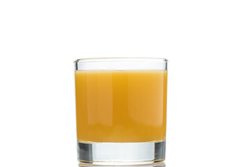 Glass of orange juice on white background
