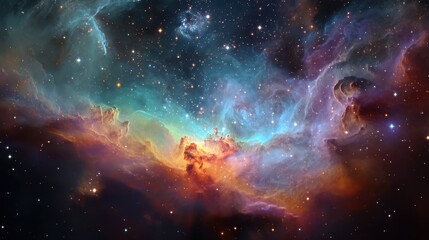 Fototapeta premium Colorful Space Nebulas Blooming Like Flowers in Expansive Galaxy