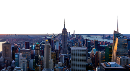 new york city skyline, USA NY city, transparent background