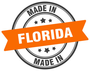 Made in Florida round sign. Made in Florida stamp.