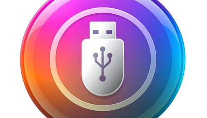 Obraz premium Colorful button shaped like a usb flash drive.