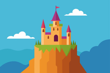 Naklejka premium Cliffside Fairytale Castle