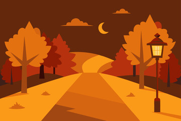 Lantern Lit Autumn Path
