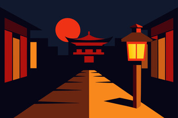 Lantern Lit Japanese Street