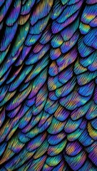 Obraz premium Iridescent Feather Pattern with Vibrant Colors and Detailed Texture Abstract Design Background
