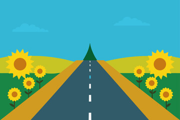 Sunflower Lined Road