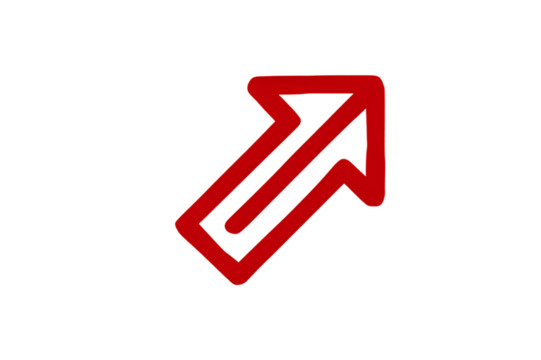 Red arrow isolated on transparent background.