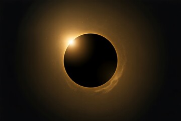 Witness a breathtaking total solar eclipse with golden light illuminating the black sky, offering a captivating cosmic spectacle perfect for astronomy enthusiasts