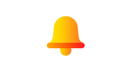 Notification bell icon, yellow-orange gradient, flat vector style, isolated 