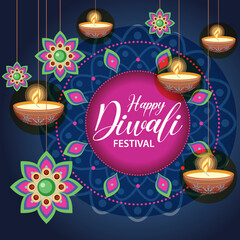 Naklejka premium Happy Diwali Indian festival banner celebration images 