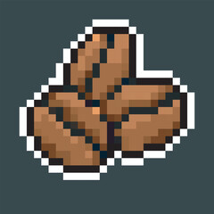 coffee bean in pixel art style with isolated background and outline