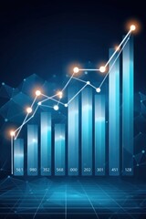 Obraz na płótnie Canvas Illuminated graph showcasing financial growth and analytics on futuristic background