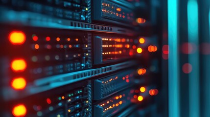 center flickering server rack